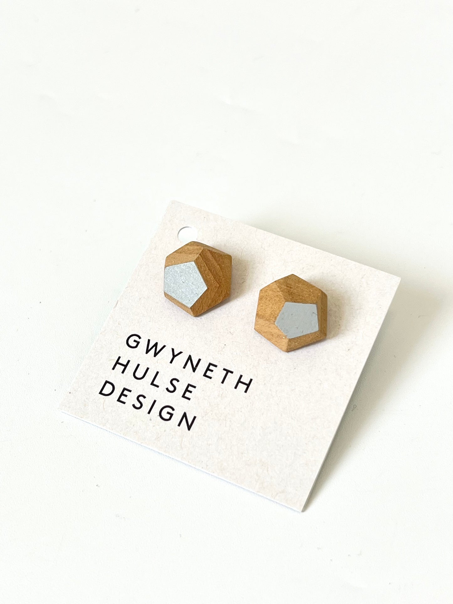 Faceted Earrings - Pale Grey