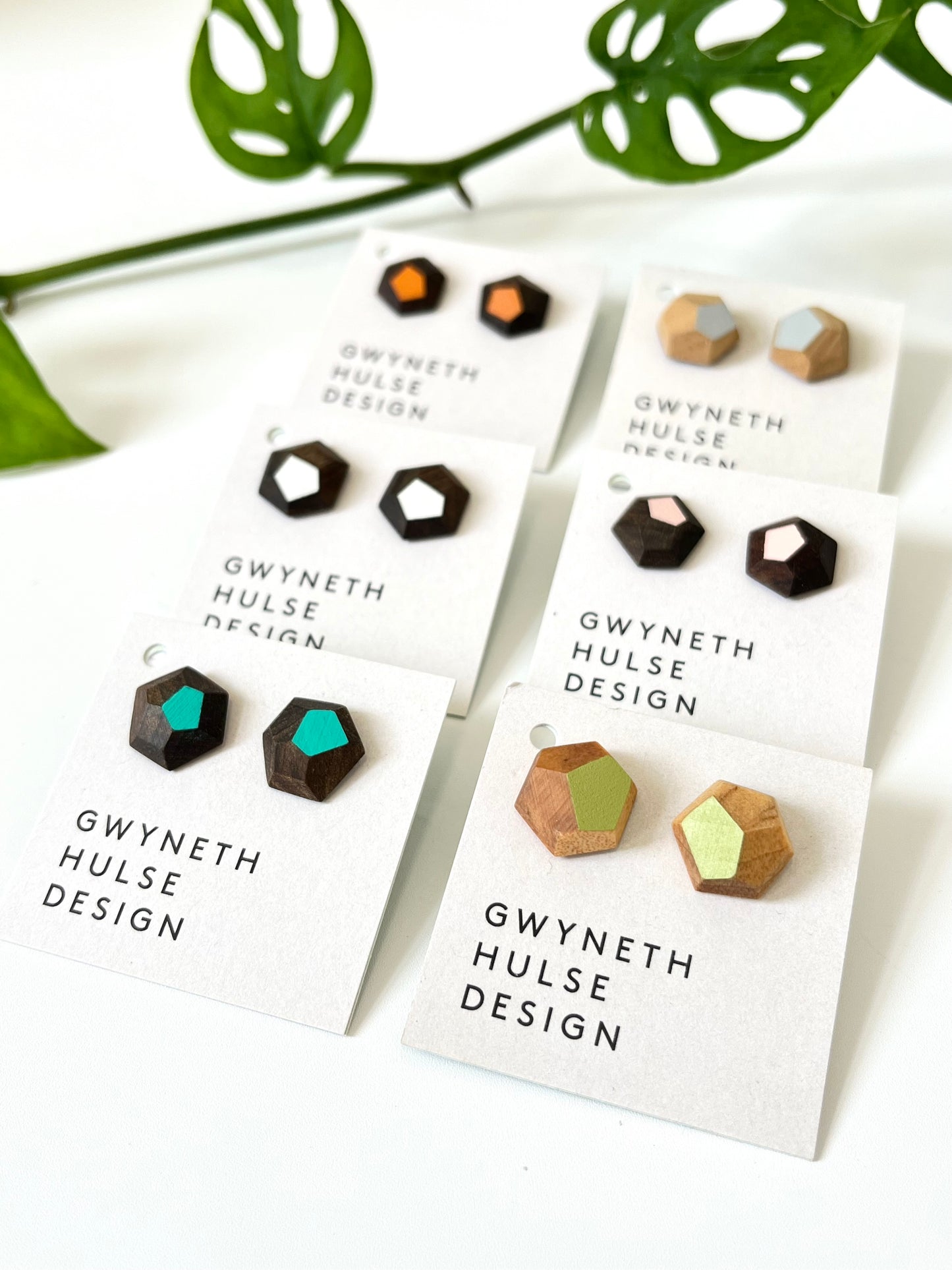 Faceted Earrings - Pale Grey