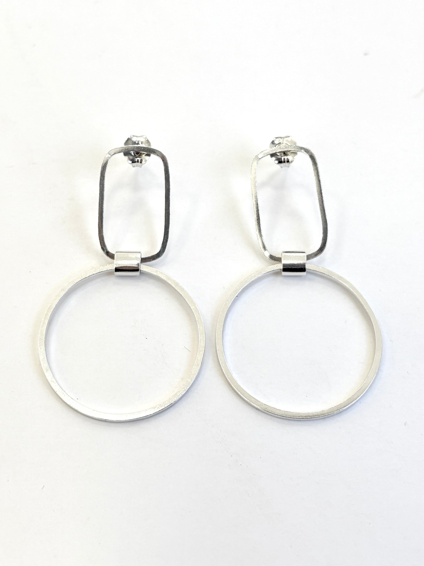 Rectangle with Hoop Stud Earrings (#52)