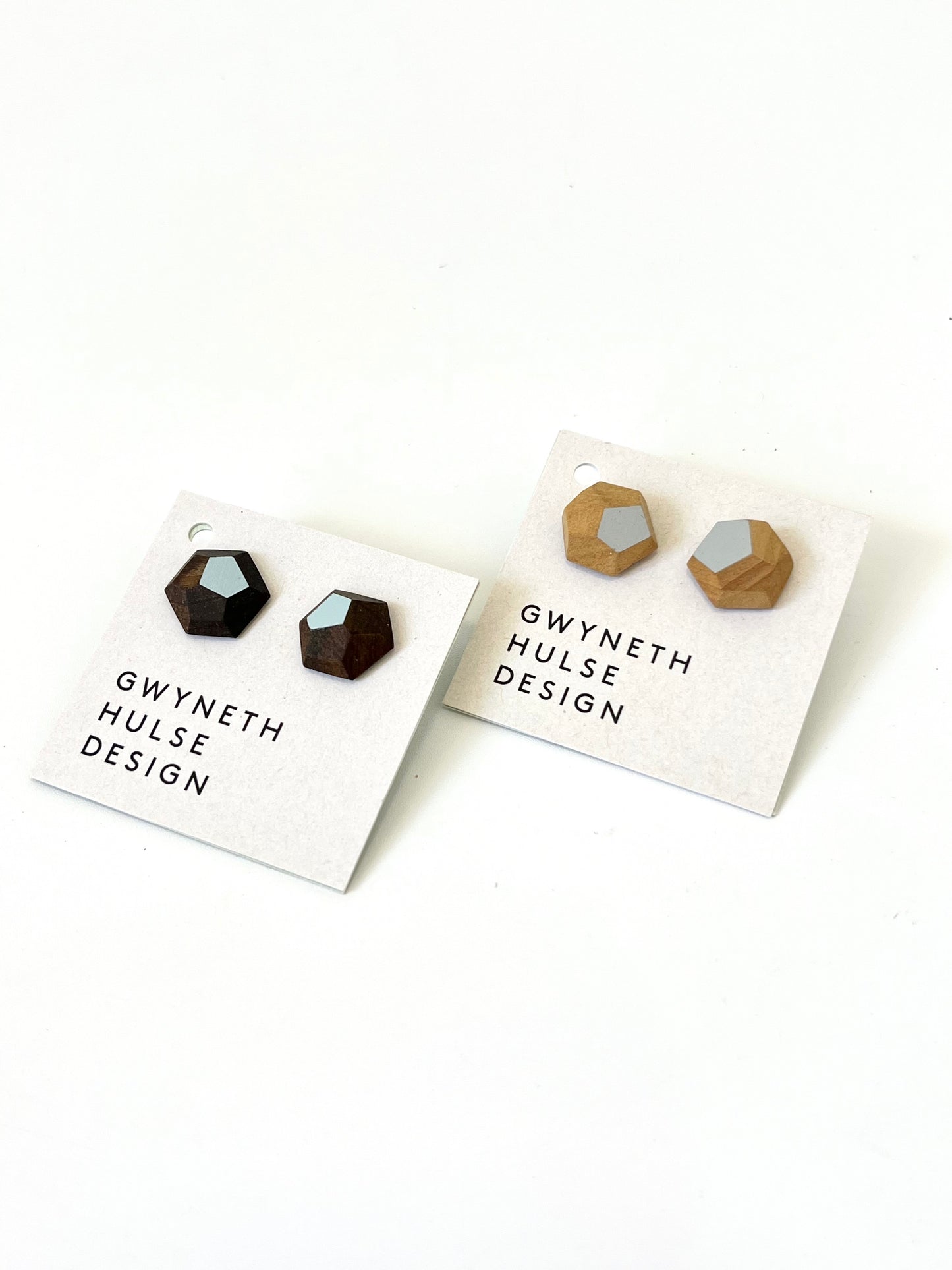 Faceted Earrings - Pale Grey