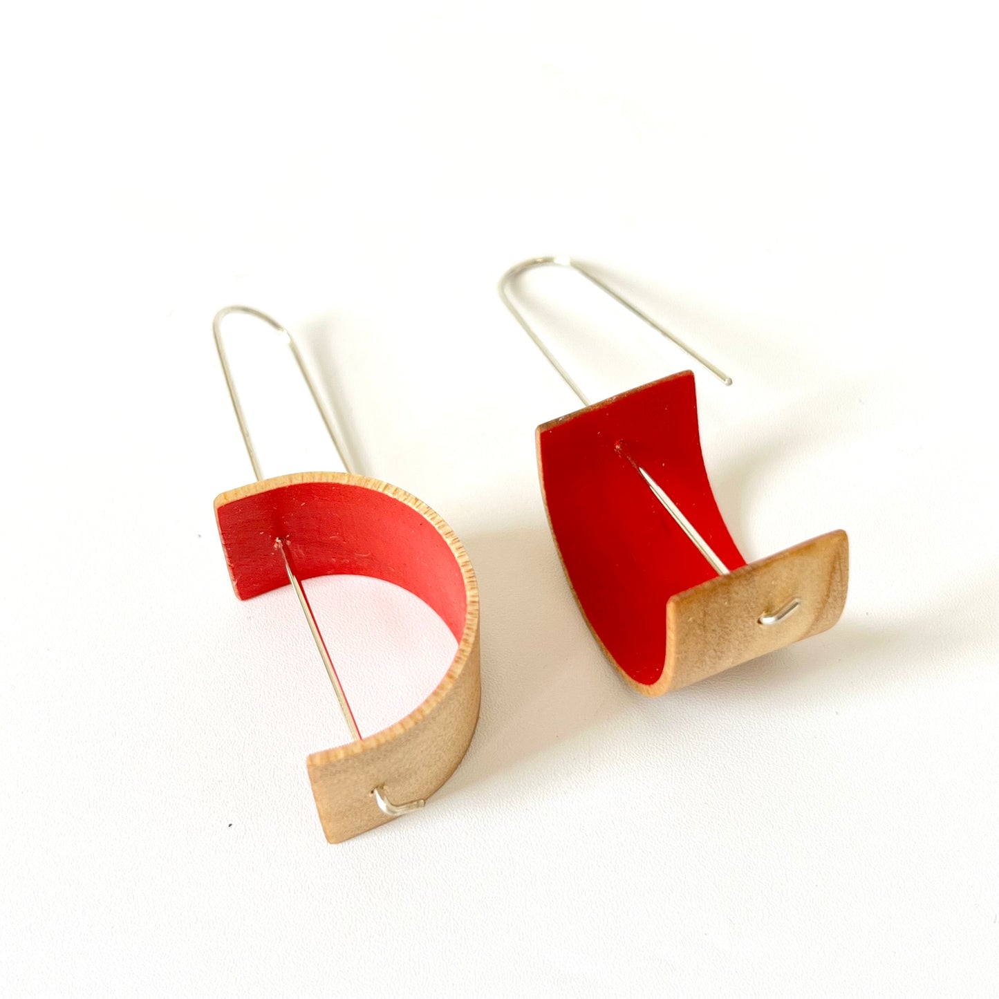 Bentwood Kauri Crescent Earrings - Red