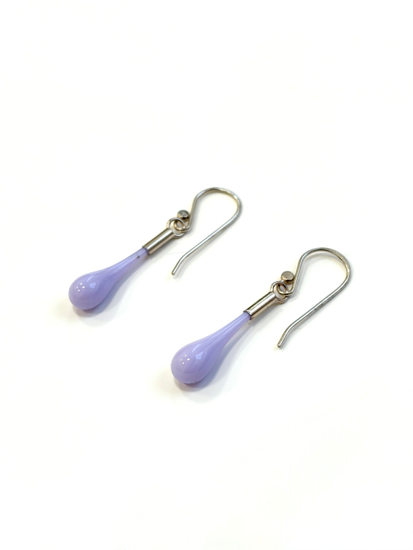 Glass Teardrop Earrings - Soft Lilac, Opaque