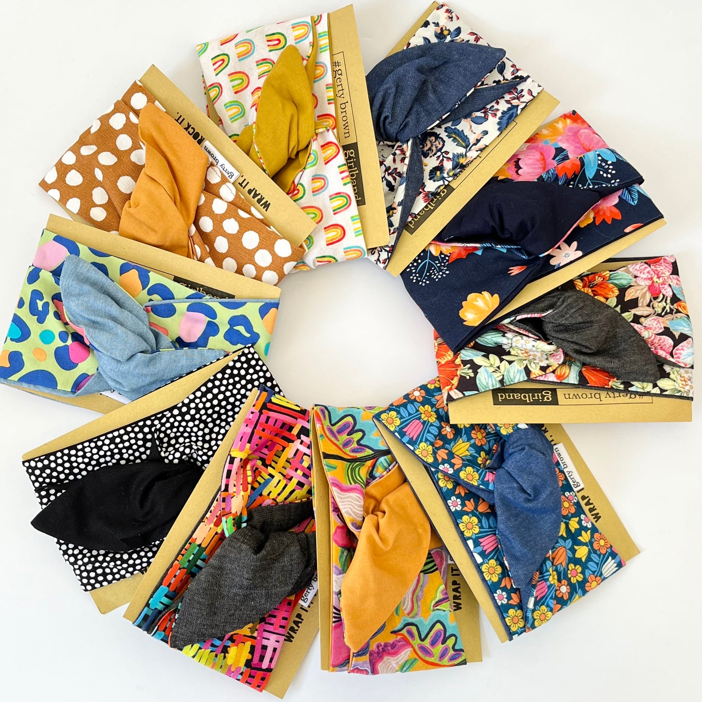 Girlband - Blue/Orange Floral Motif/Denim