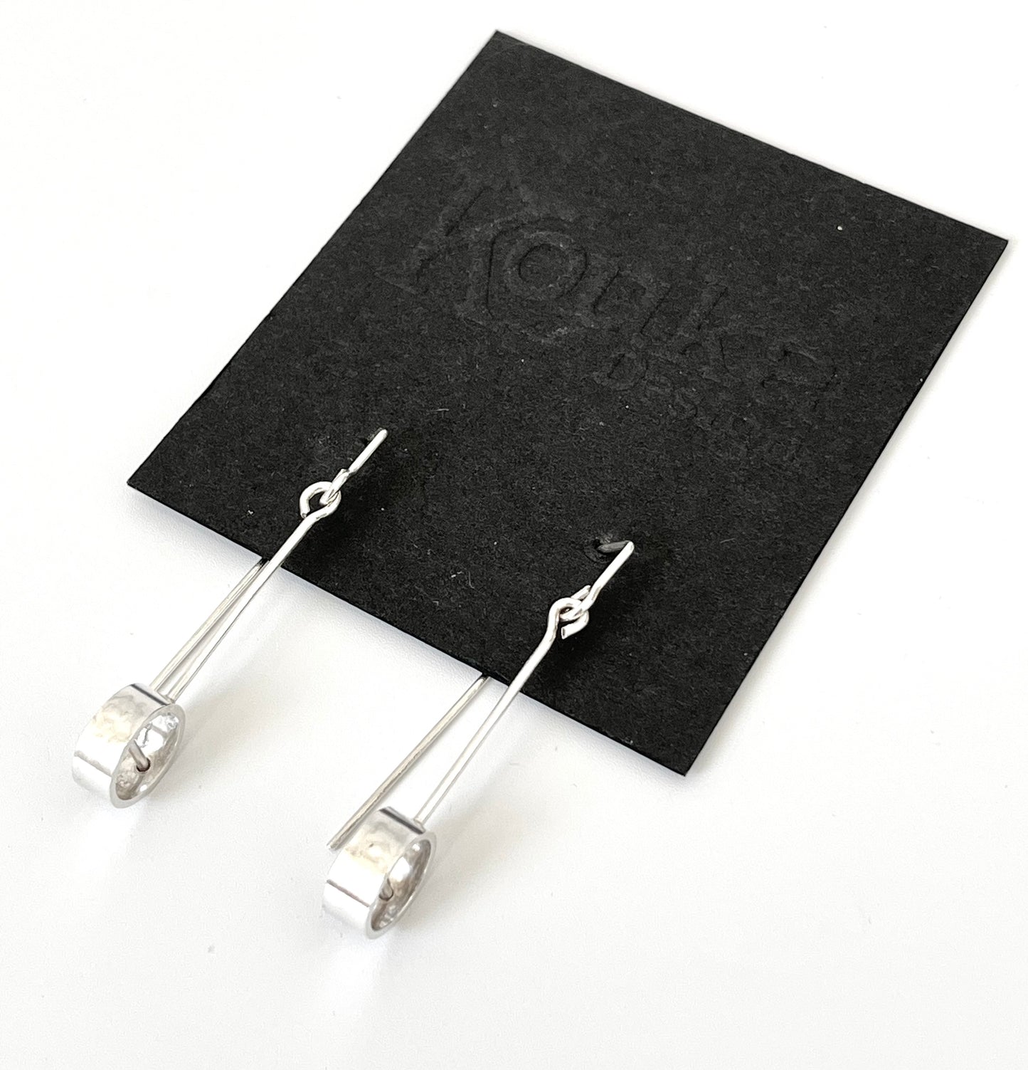 Small Silver Hoops Earrings with Bar