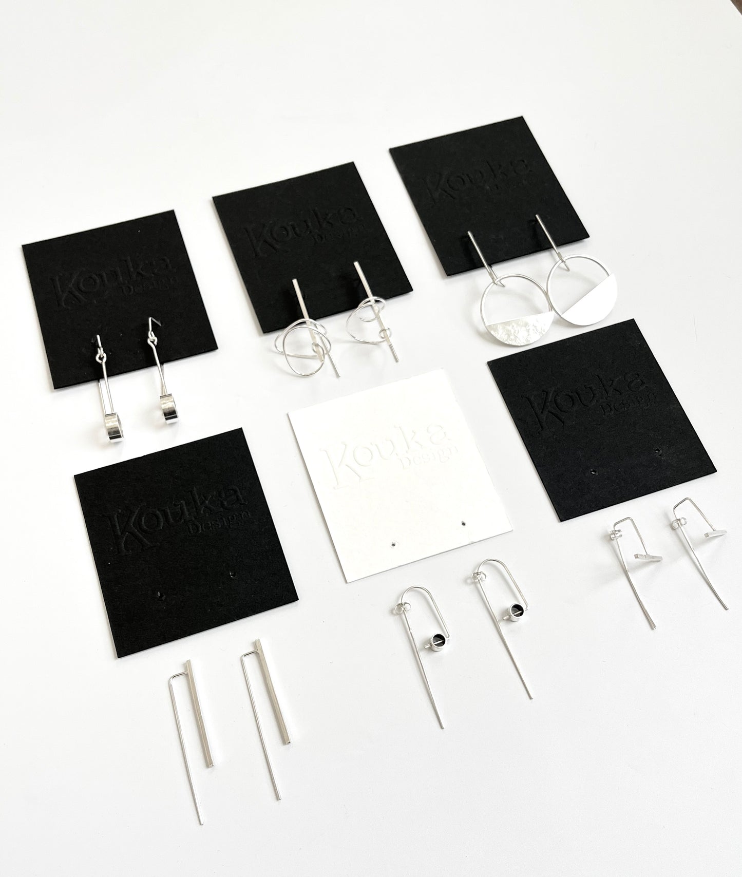 Small Silver Hoops Earrings with Bar