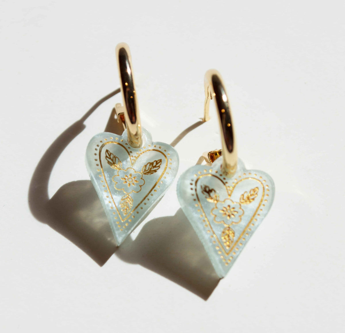 Boho Heart Earrings - Ice Blue