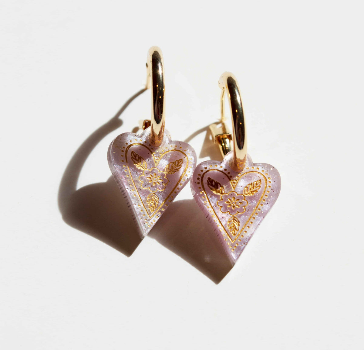 Boho Heart Earrings - Lilac
