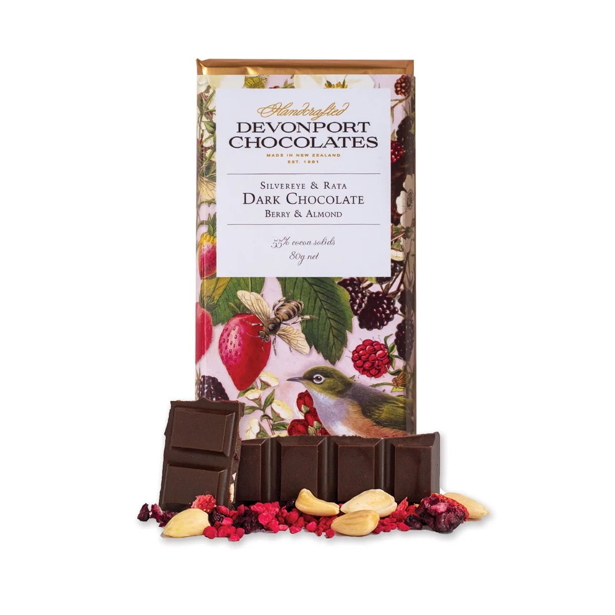 Silvereye Dark Chocolate Almond & Berry Bar 80g