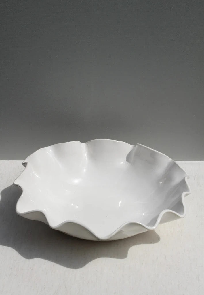 White Ceramic Ruffle Bowl by Formantics