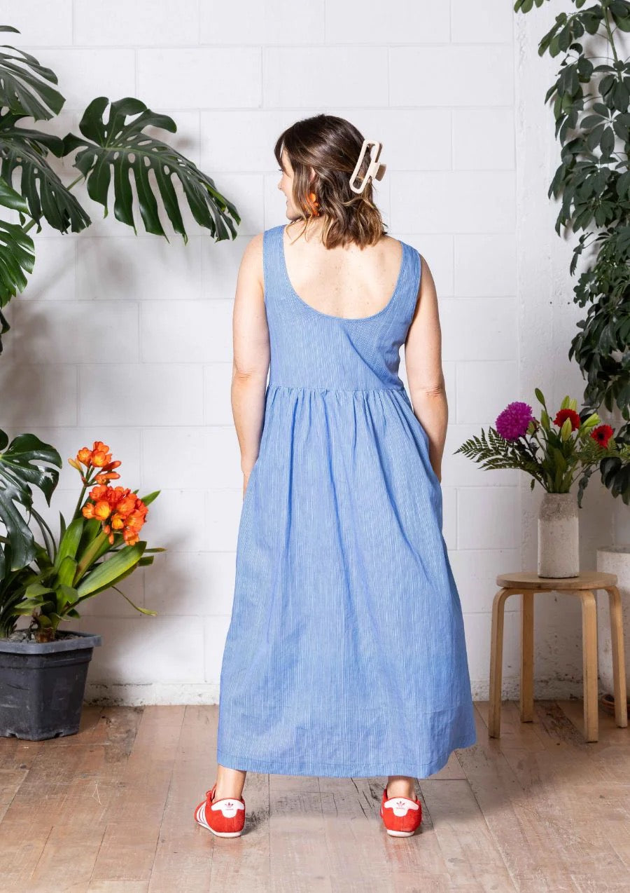 Reversible Dress - Thin Pin Blue