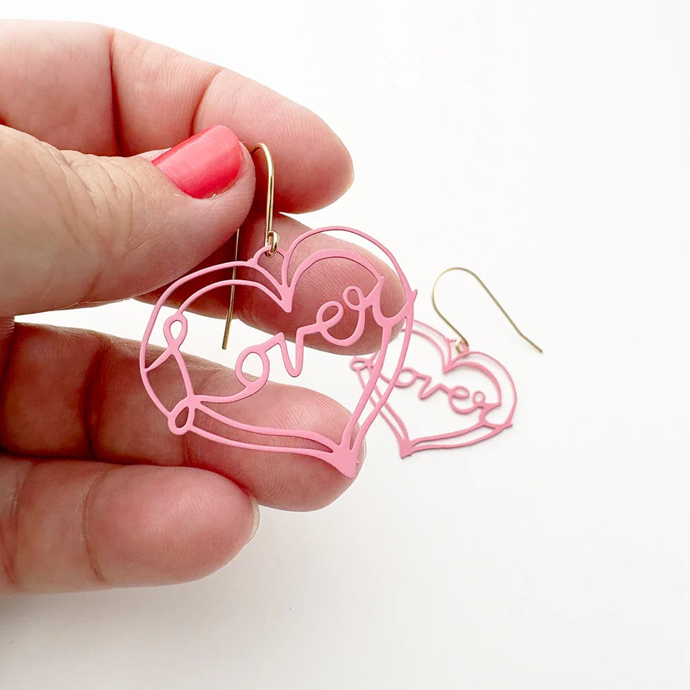 Midi lover Heart Earrings in Pink