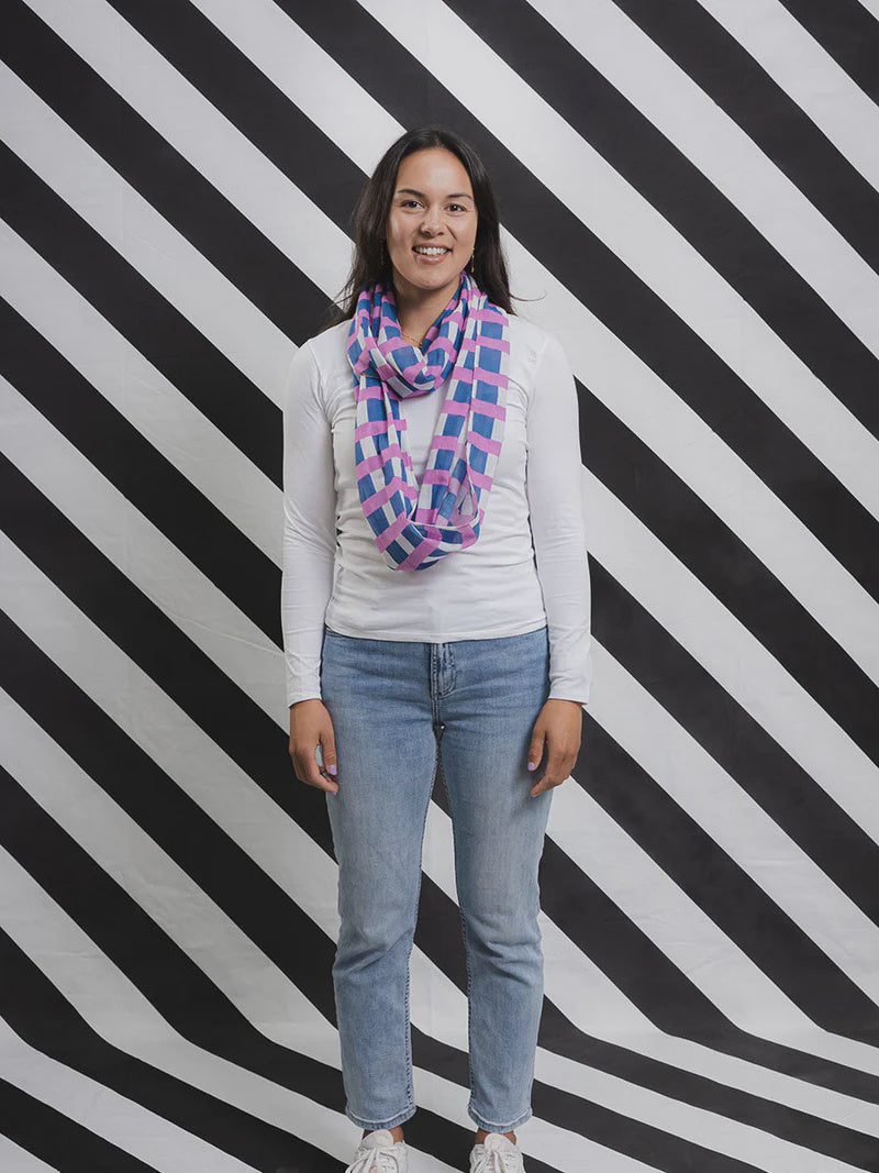 Blue Grid Infinity Scarf