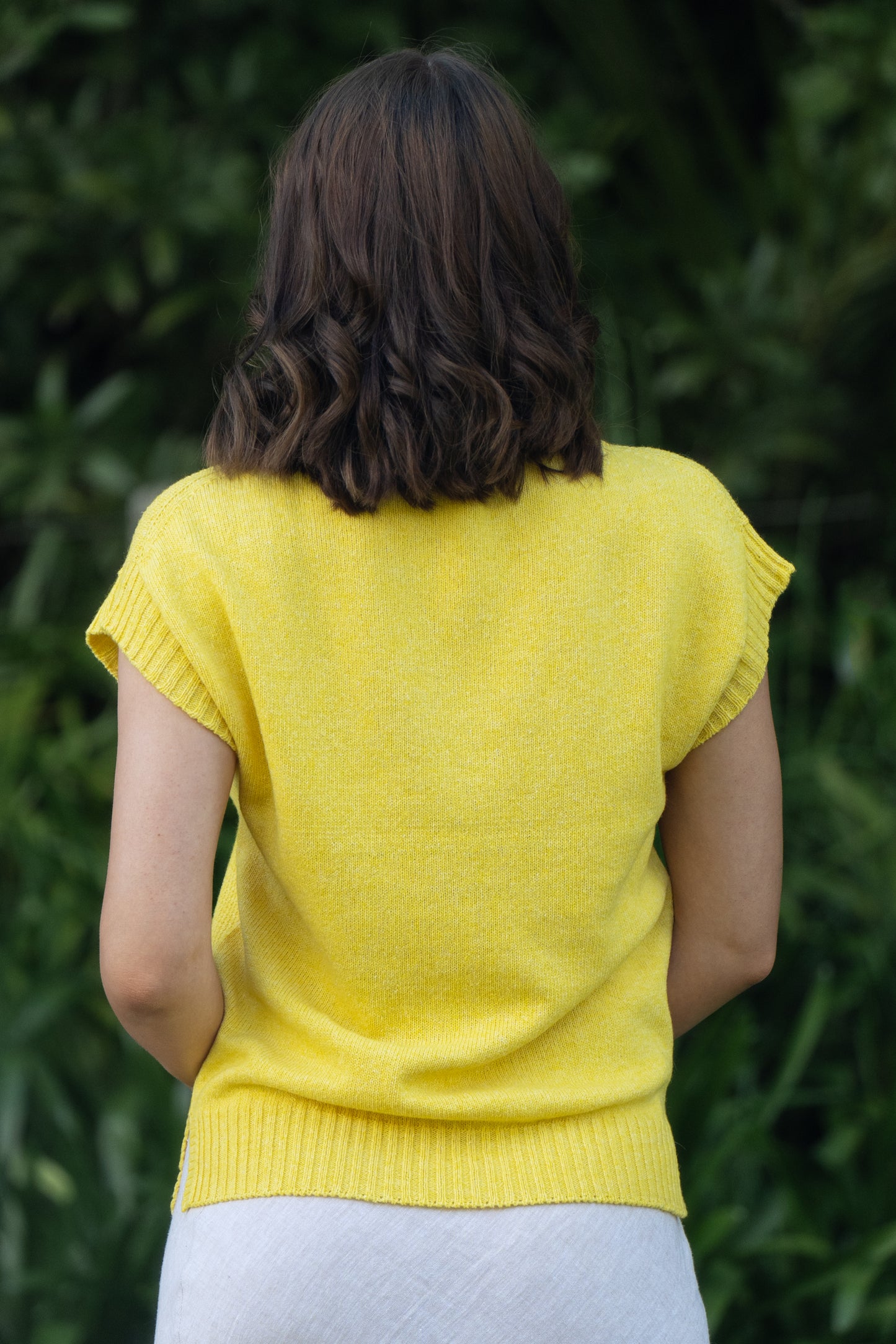 Evie Textured Merino/Cotton Vest - Buttercup Yellow