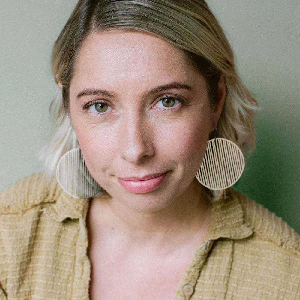 Line Disc Earrings in Silver