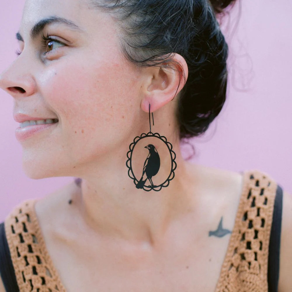 Magpie Earrings in Black