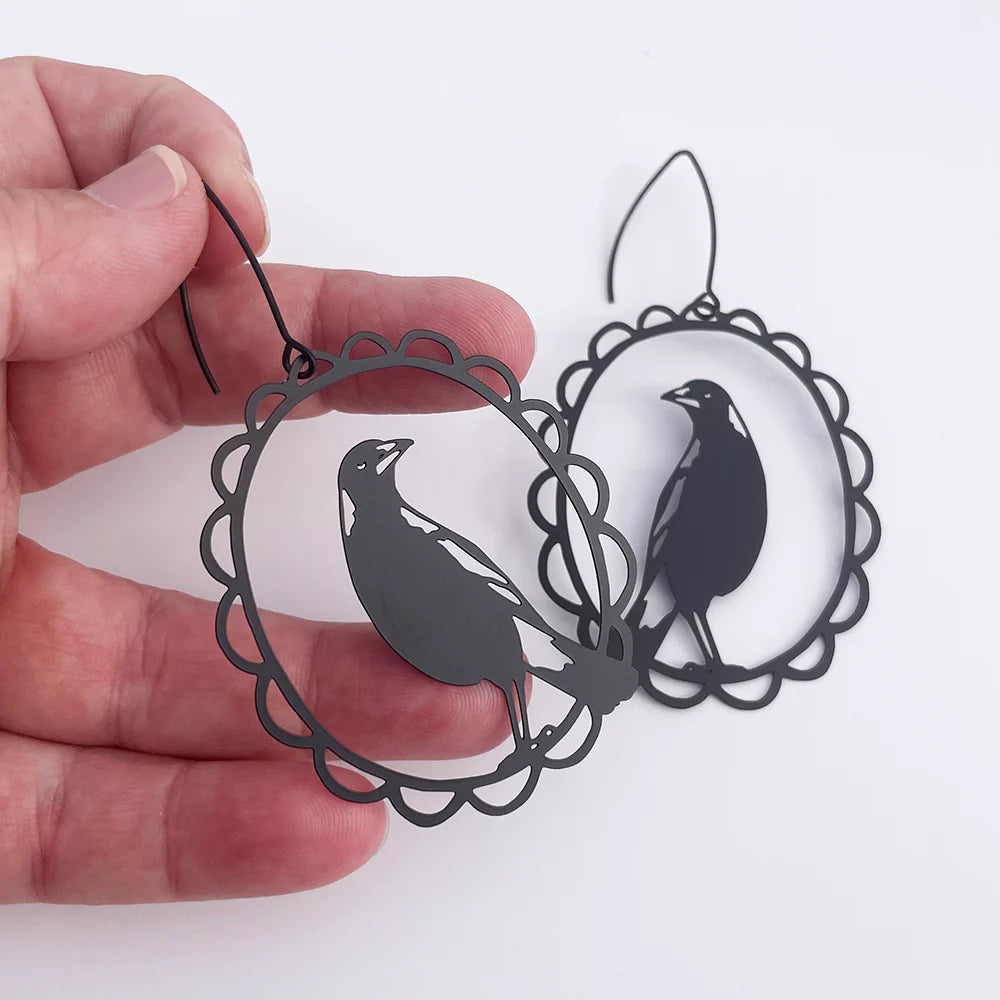 Magpie Earrings in Black