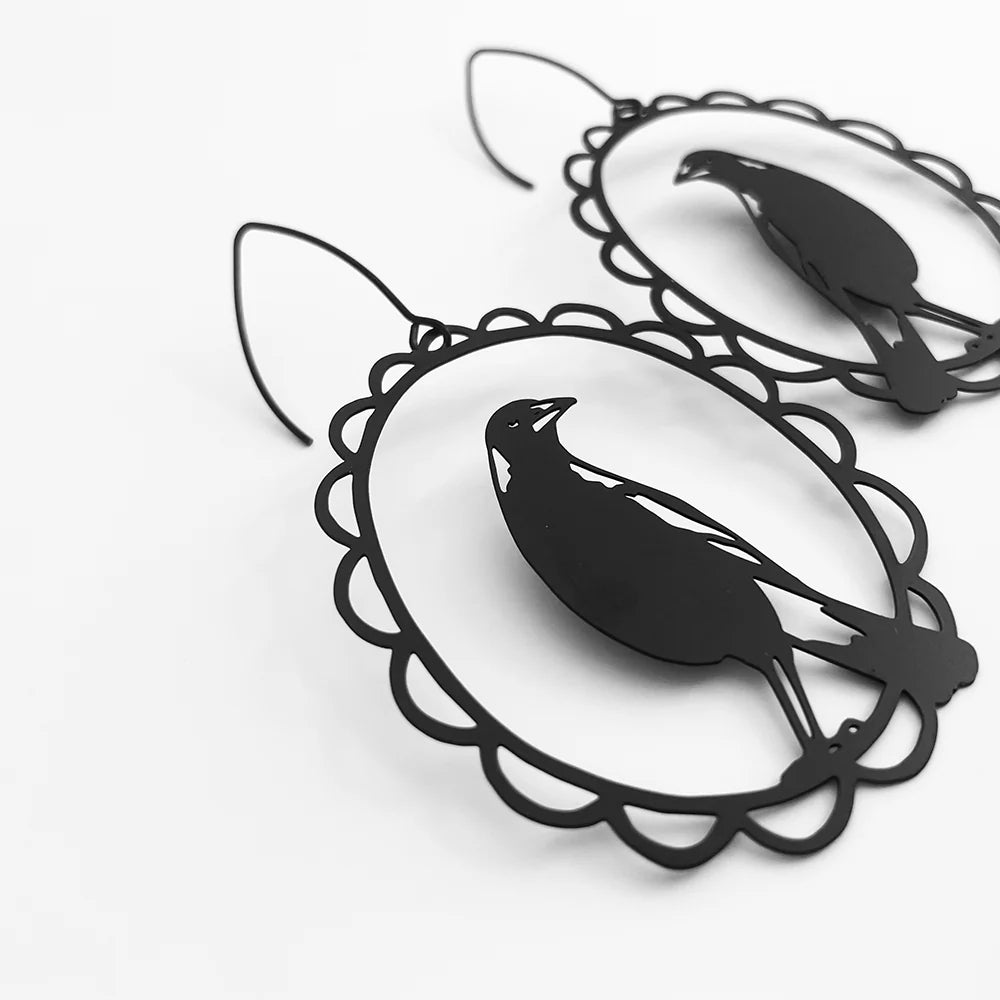 Magpie Earrings in Black