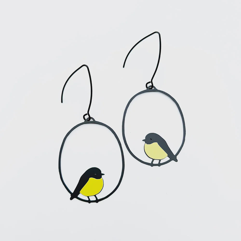 Midi Robin Earrings in Yellow & Black