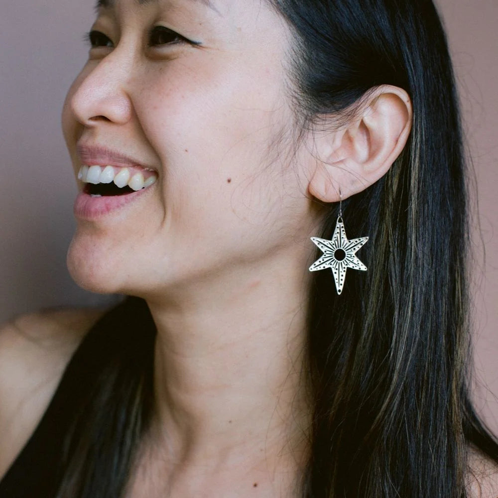 Midi Christmas Star Earrings in Silver