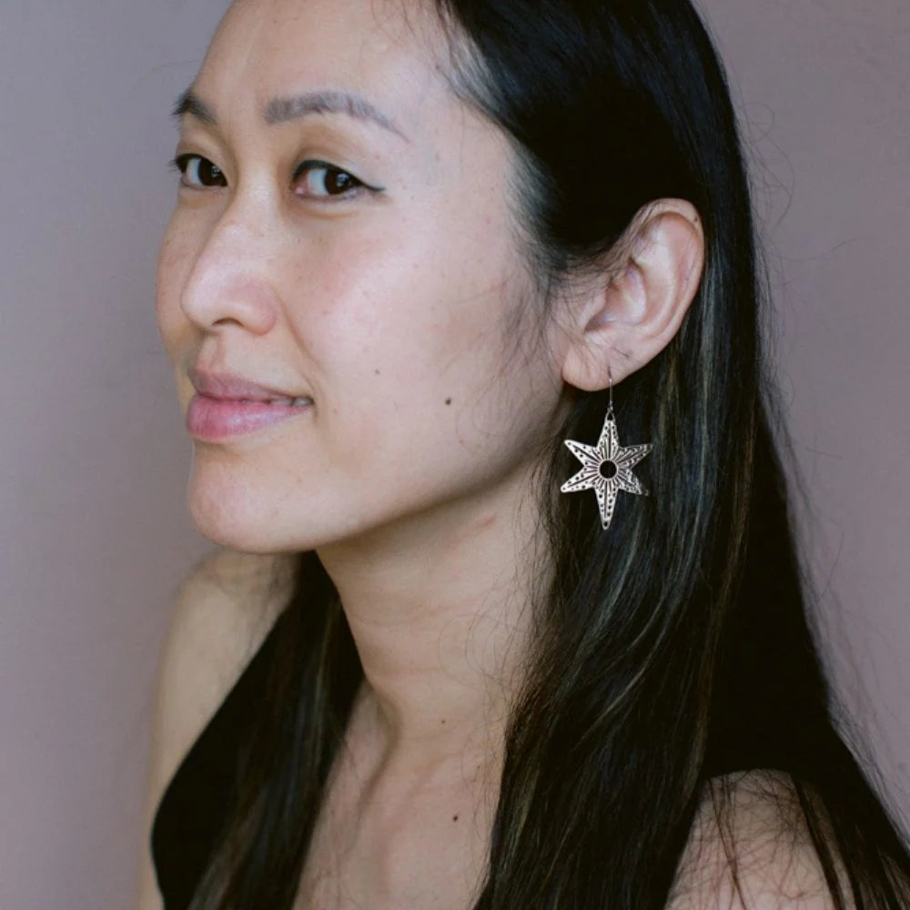 Midi Christmas Star Earrings in Silver