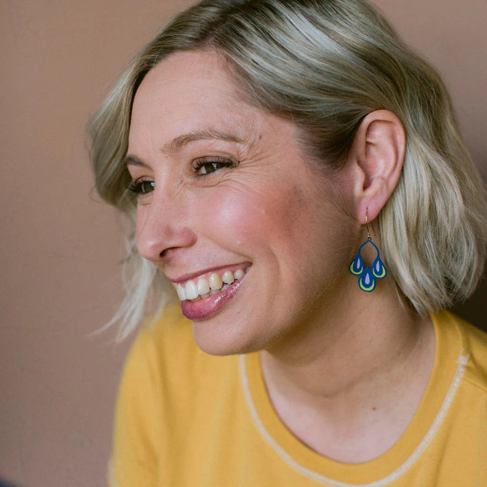 Midi Spring Shape Earrings #1 in Navy / Pink / Yellow