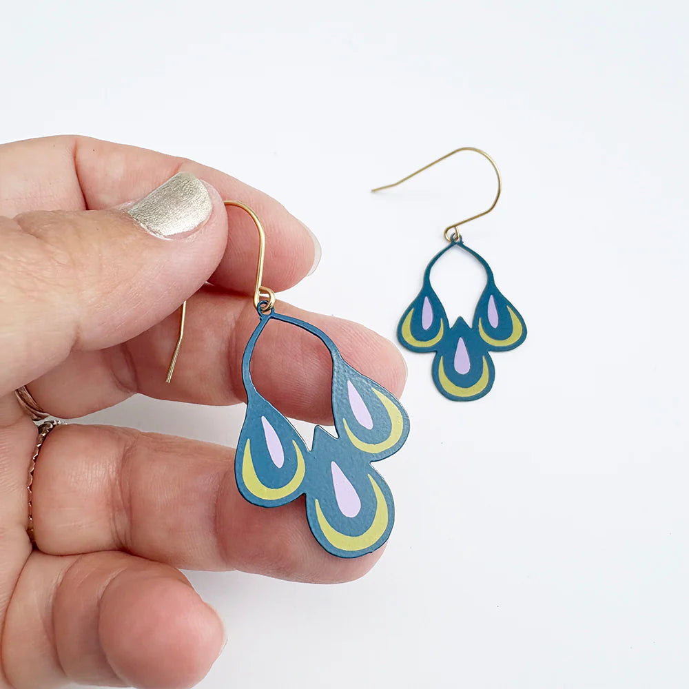 Midi Spring Shape Earrings #1 in Navy / Pink / Yellow