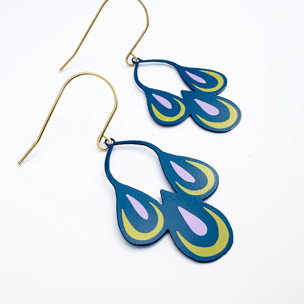 Midi Spring Shape Earrings #1 in Navy / Pink / Yellow
