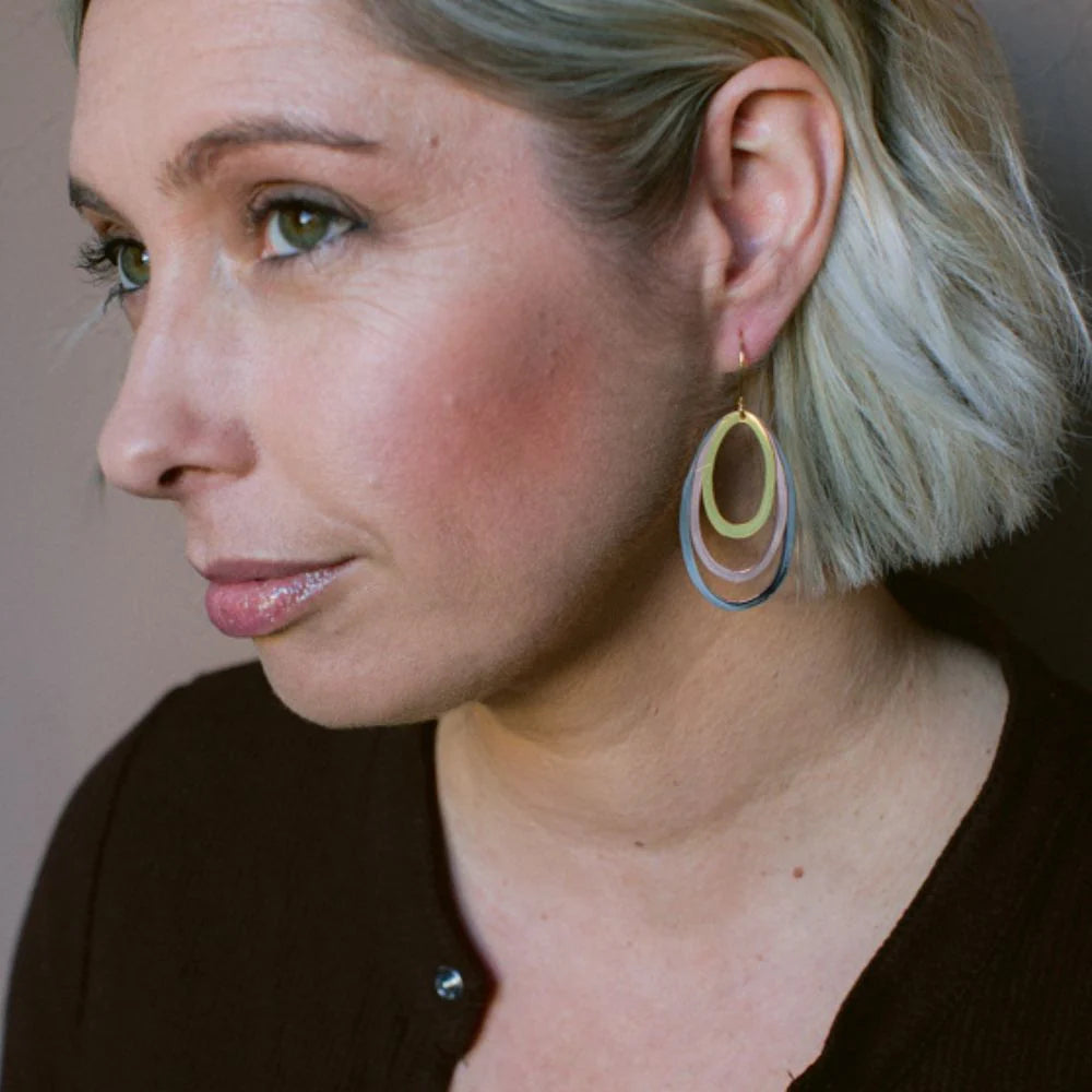 Midi Triple Oval Earrings in Mixed Metals