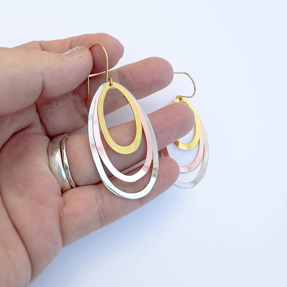 Midi Triple Oval Earrings in Mixed Metals