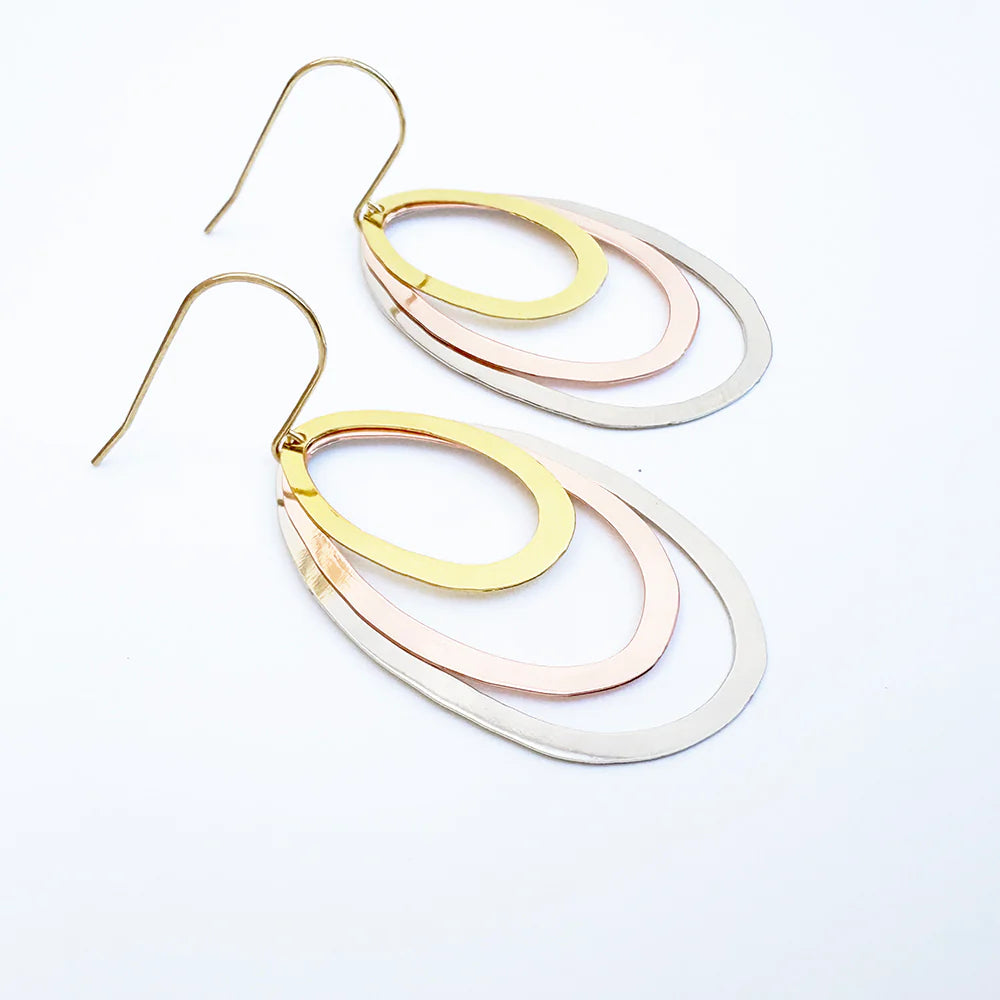 Midi Triple Oval Earrings in Mixed Metals