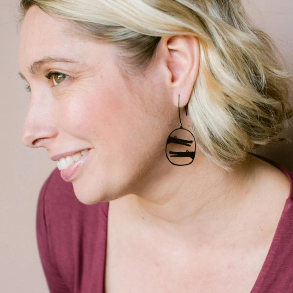 Mini Croc Earrings in Black
