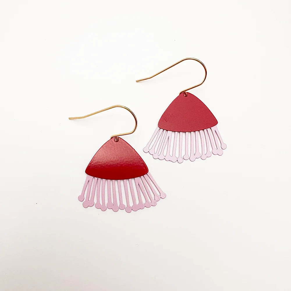 Mini Gum Blossom Earrings in Red & Pink
