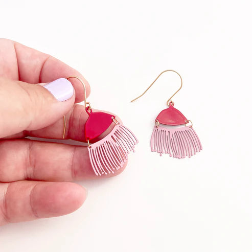 Mini Gum Blossom Earrings in Ruby & Marshmallow