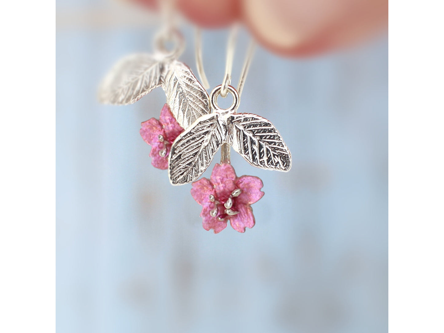 Sakura Blossom and Leaves Earrings