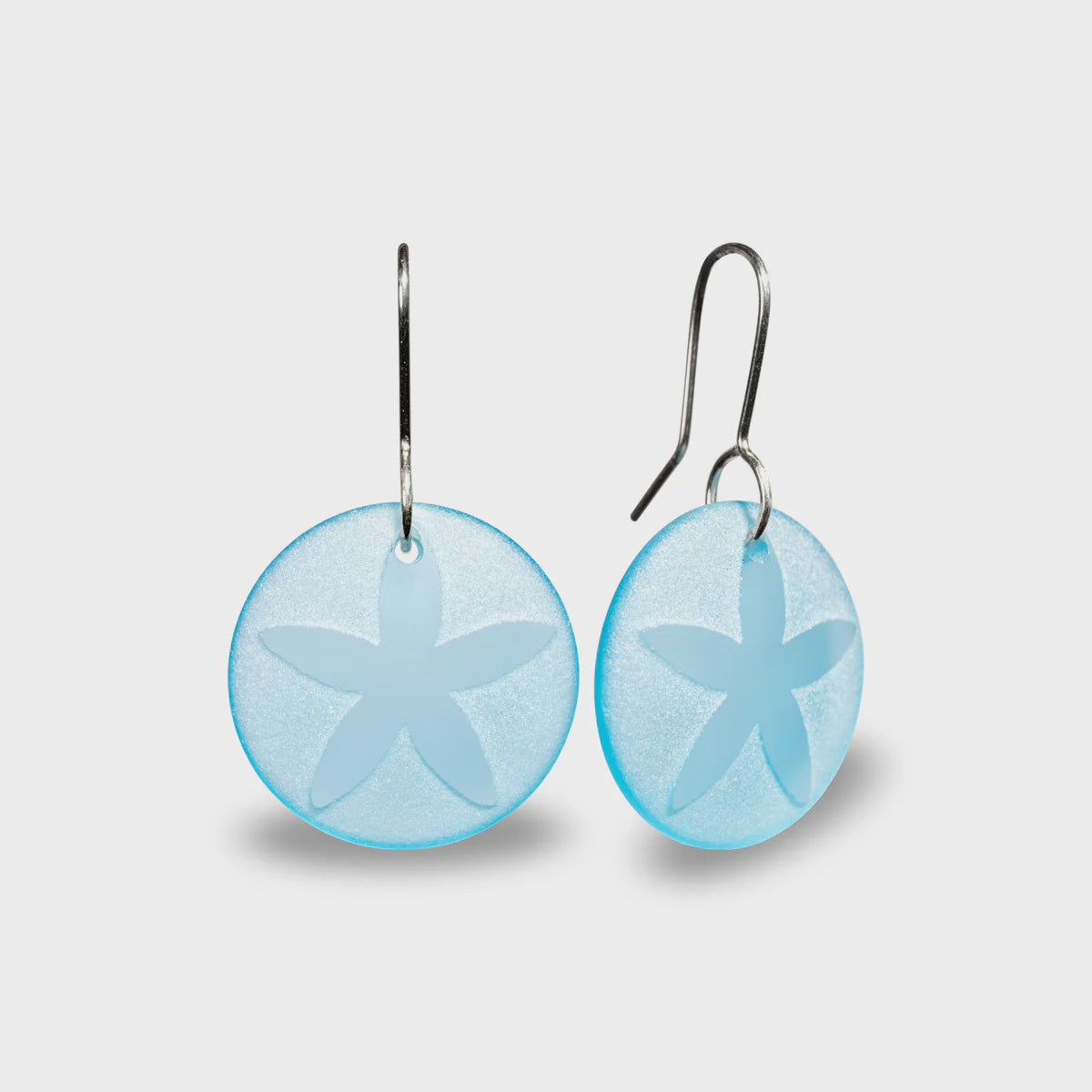 Starfish Glass Earrings - Light Blue