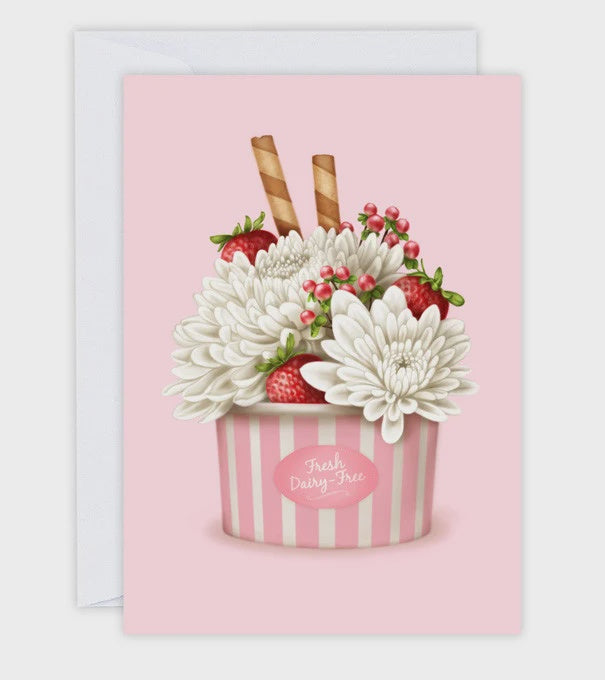 "Strawberries & Chrysanthemums" Greeting Card