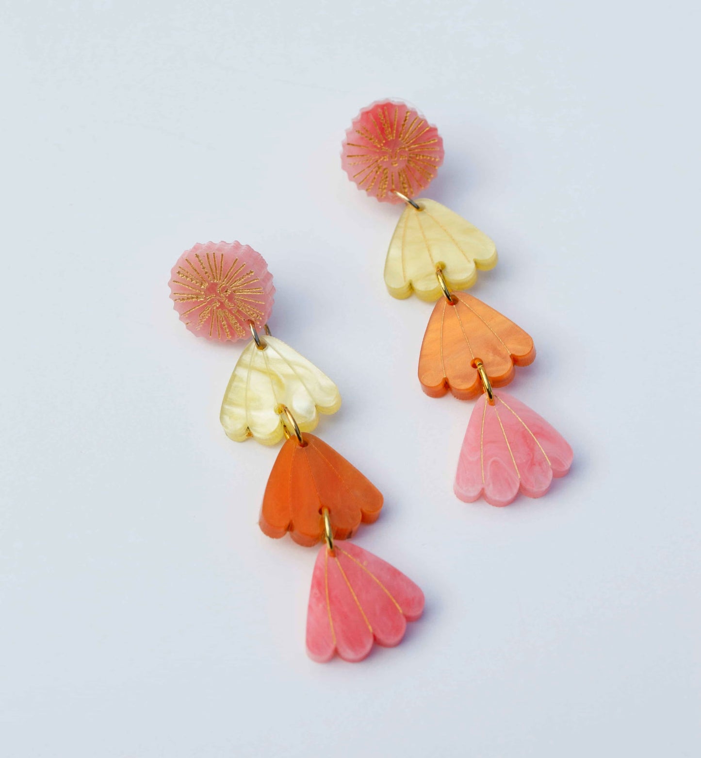 Sunbeam Earrings - Coral