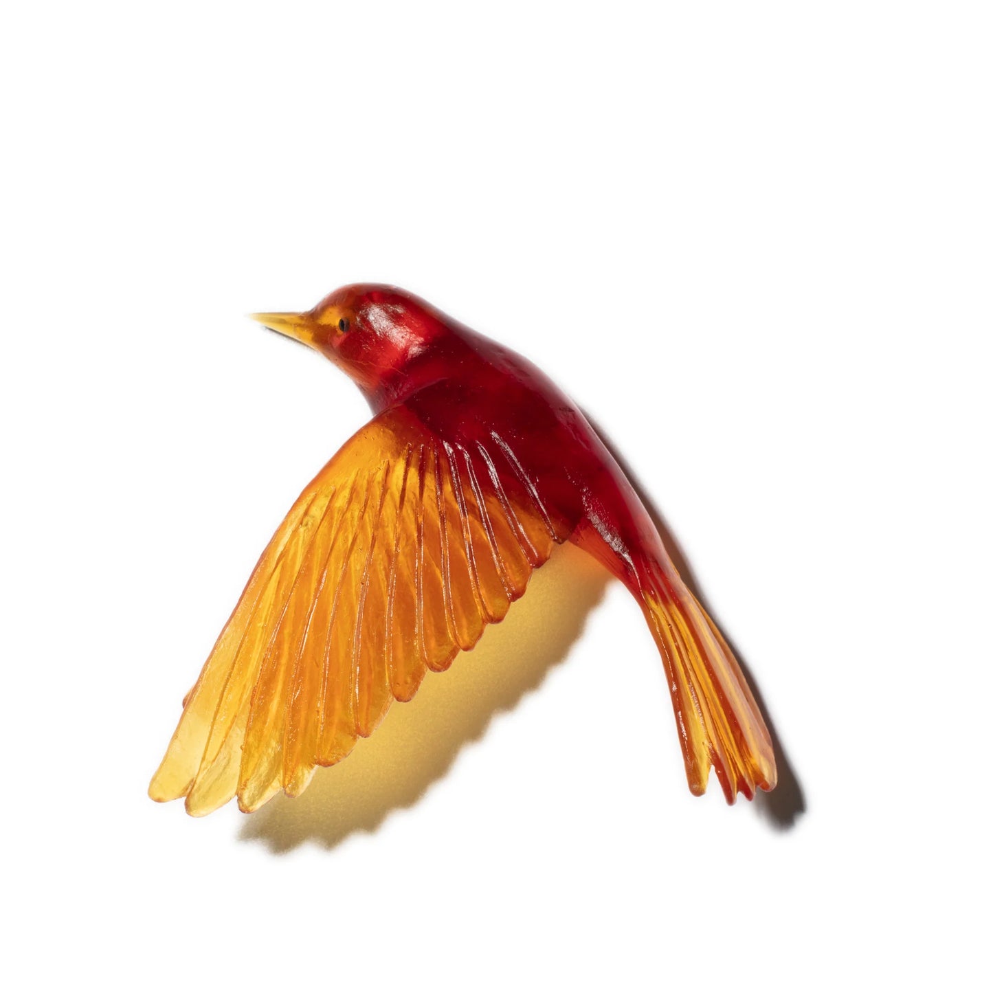 Pōpokotea / Whitehead - Dark Orange red - Glass artwork by Luke Jacomb