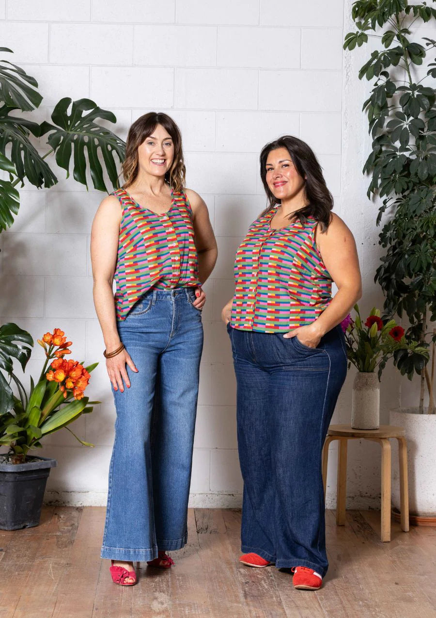 Frankie Singlet Top - Long Lines Retro