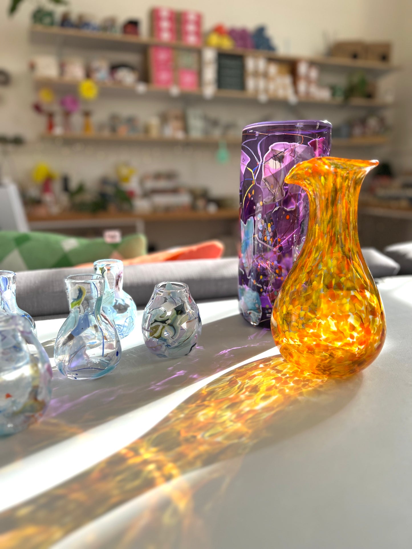 Handblown Glass Diffuser/Vase - Blue Shard