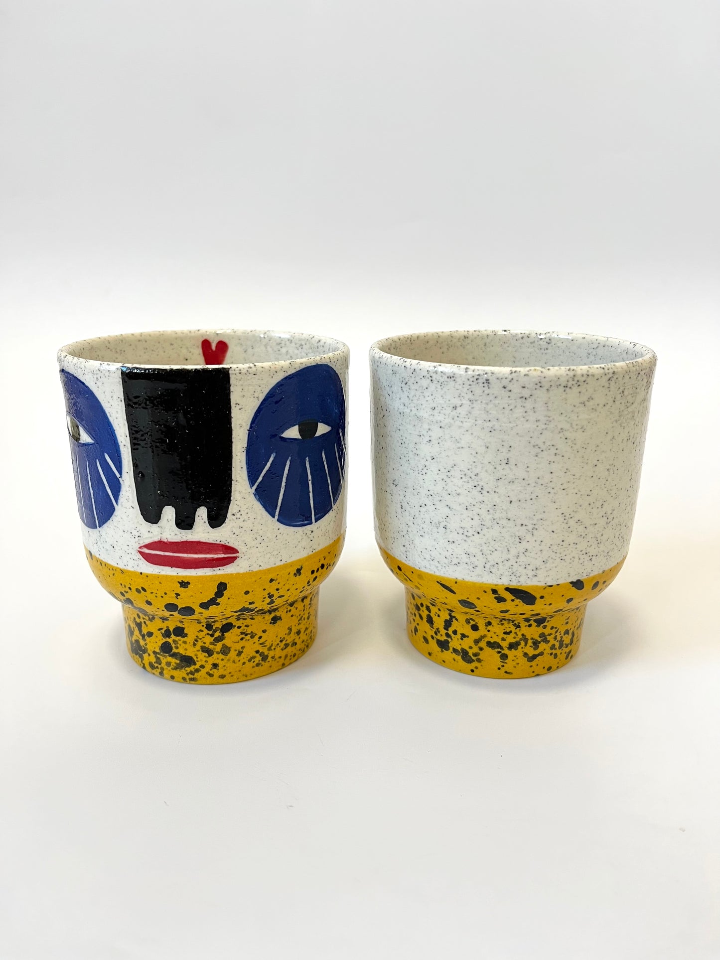 Ceramic Goblet by Studio Soph - Face with Mustard Base