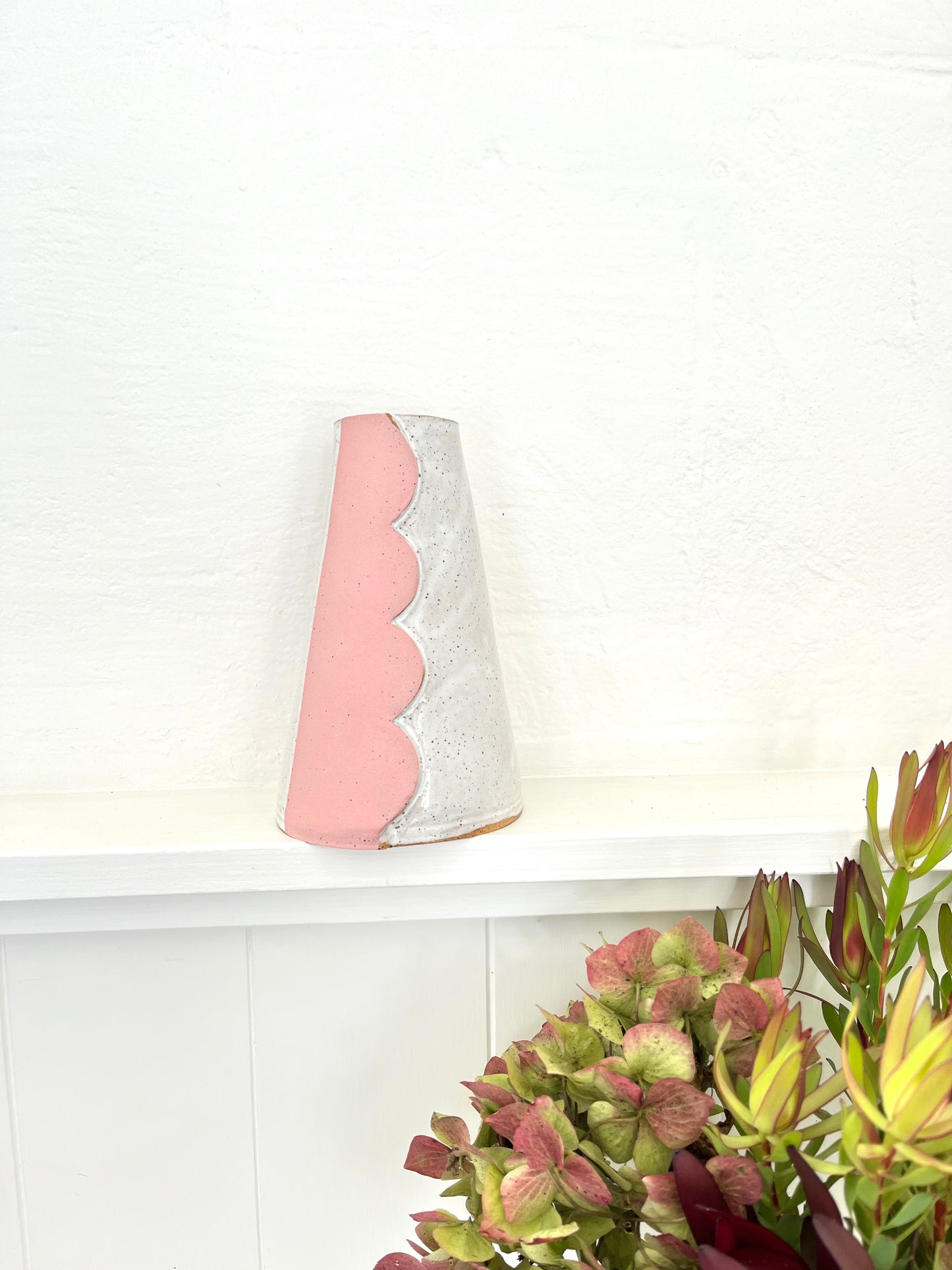 Scalloped Pink Vase