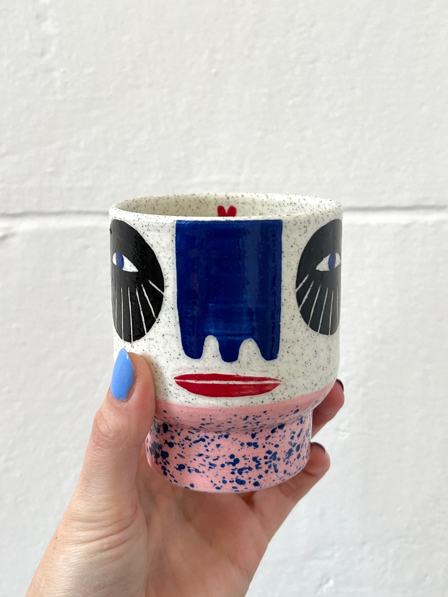 Ceramic Goblet by Studio Soph - Face with Pink Base
