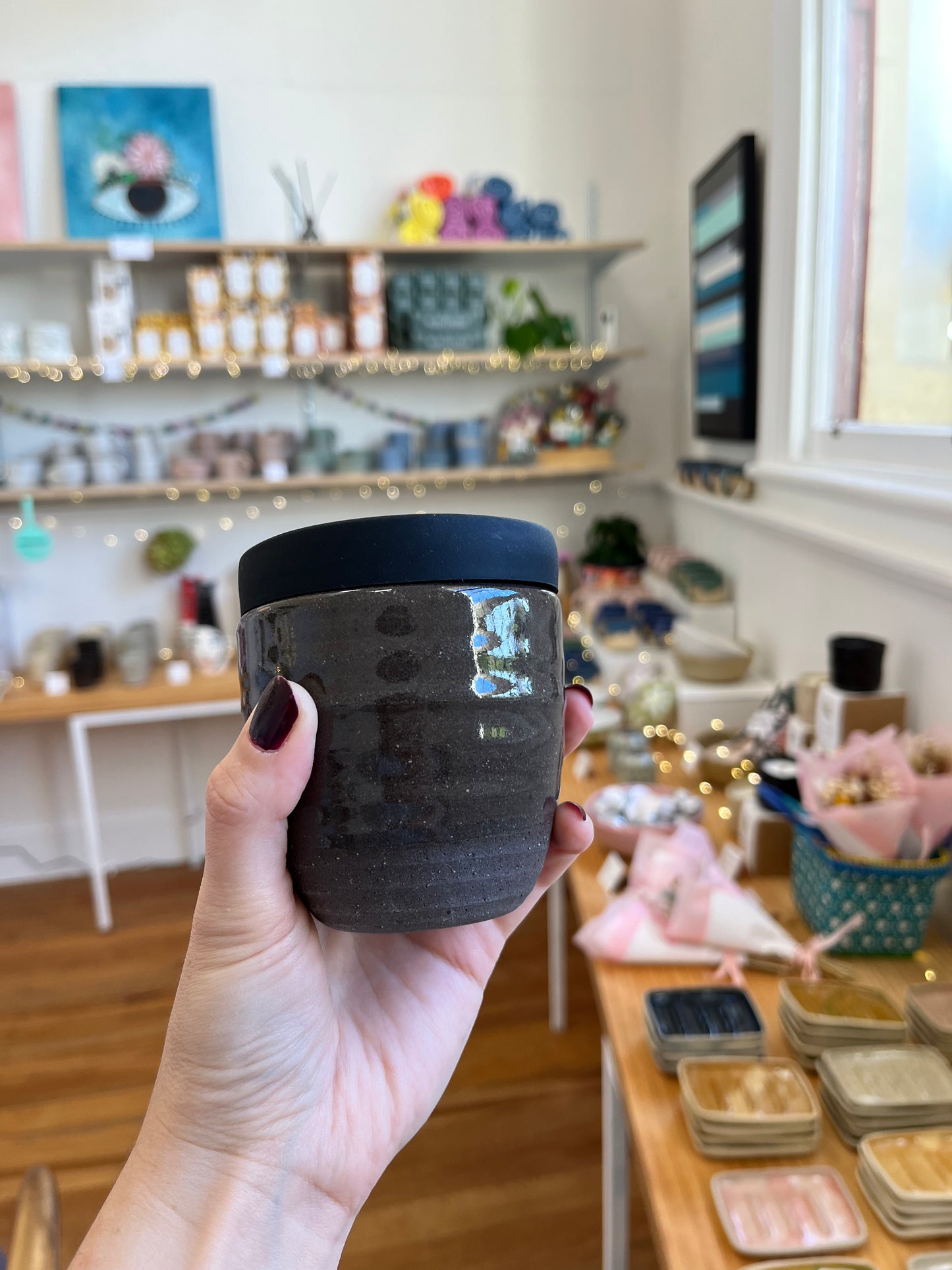 Ceramic Takeaway Cup - Glossy Charcoal