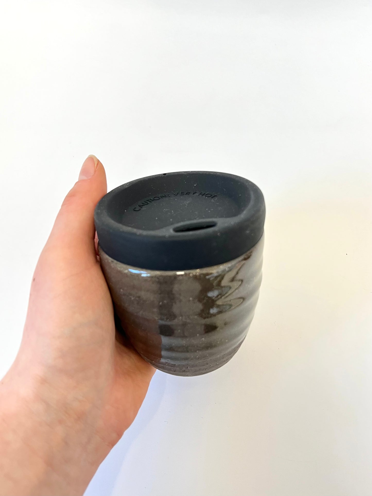 Ceramic Takeaway Cup - Glossy Charcoal