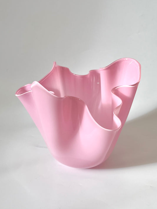 Handblown Glass Fazzoletto Bowl - Pale Rose