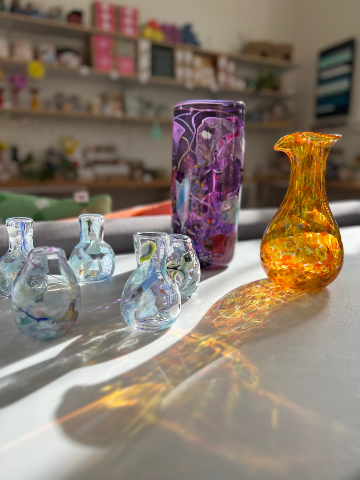 Handblown Glass Diffuser/Vase - Blue Shard