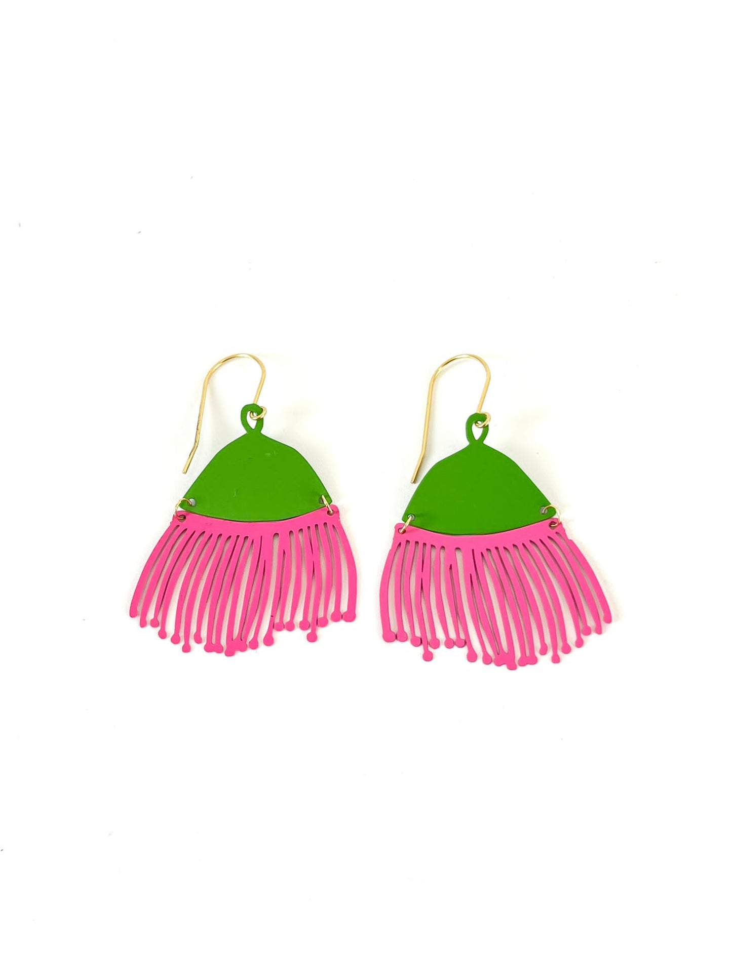 Gum Blossom Earrings - Green & Pink