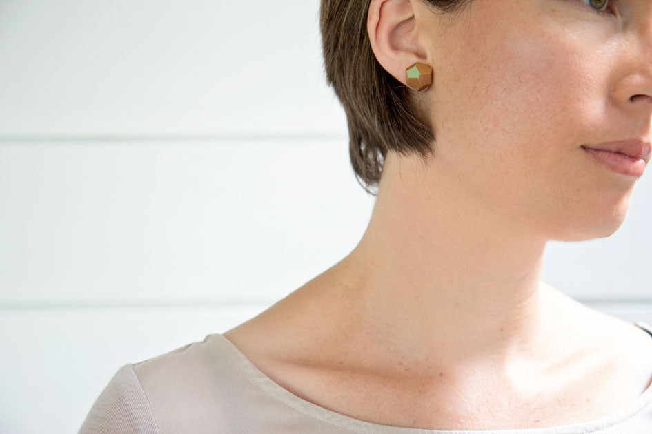 Tangerine Faceted Native Timber Studs