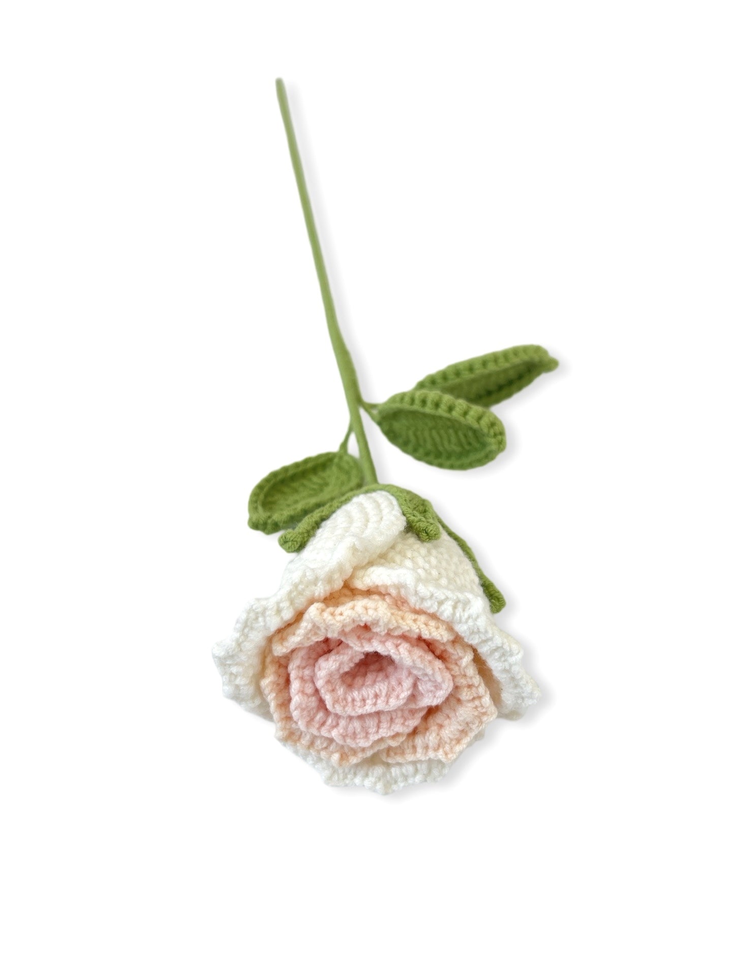 Crocheted Rose - White & Pink